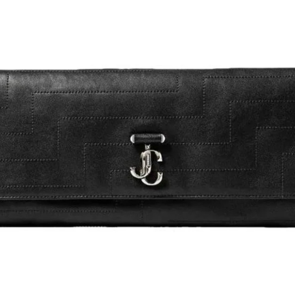 Jimmy Choo Black Clutch with Silver Logo